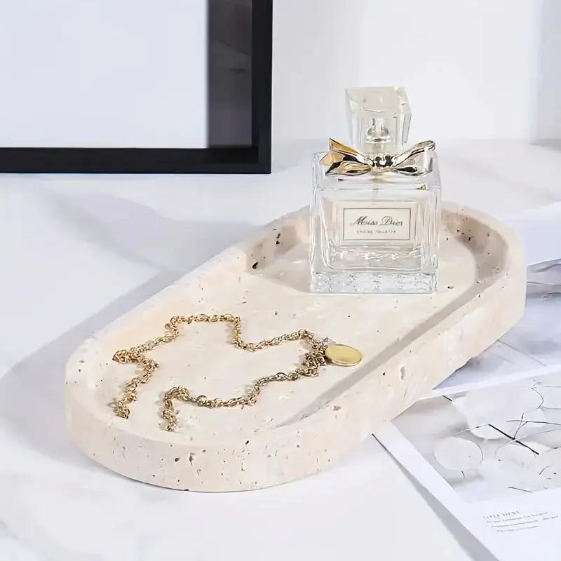 Vanity Tray - Durable Natural Stone Oval by House Of Avana