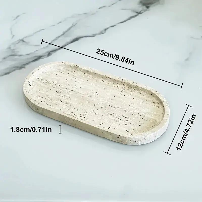 Vanity Tray - Durable Natural Stone Oval by House Of Avana