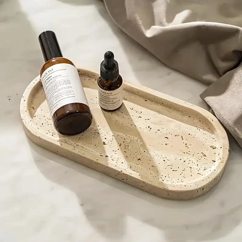 Vanity Tray - Durable Natural Stone Oval by House Of Avana