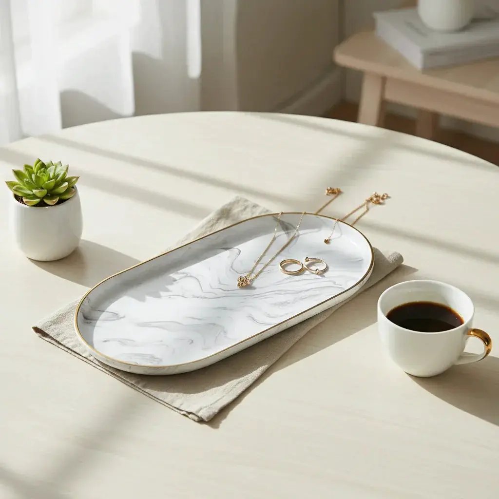 Vanity Tray - Non-Slip Marble Large by House Of Avana