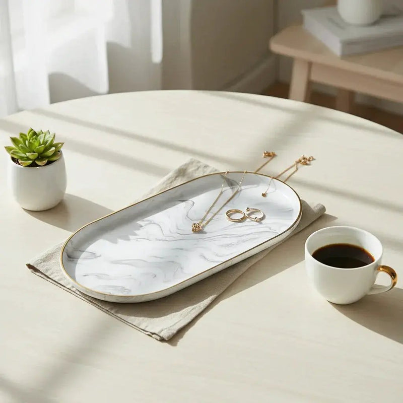 Vanity Tray - Non-Slip Marble Large by House Of Avana