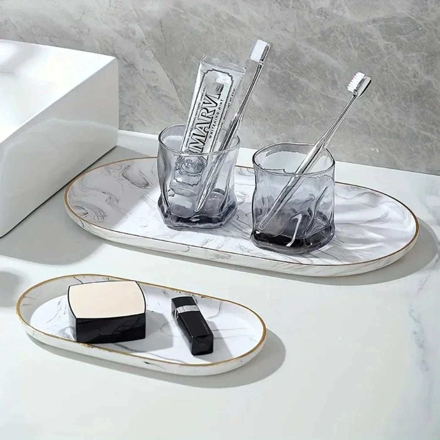 Vanity Tray - Non-Slip Marble Large by House Of Avana