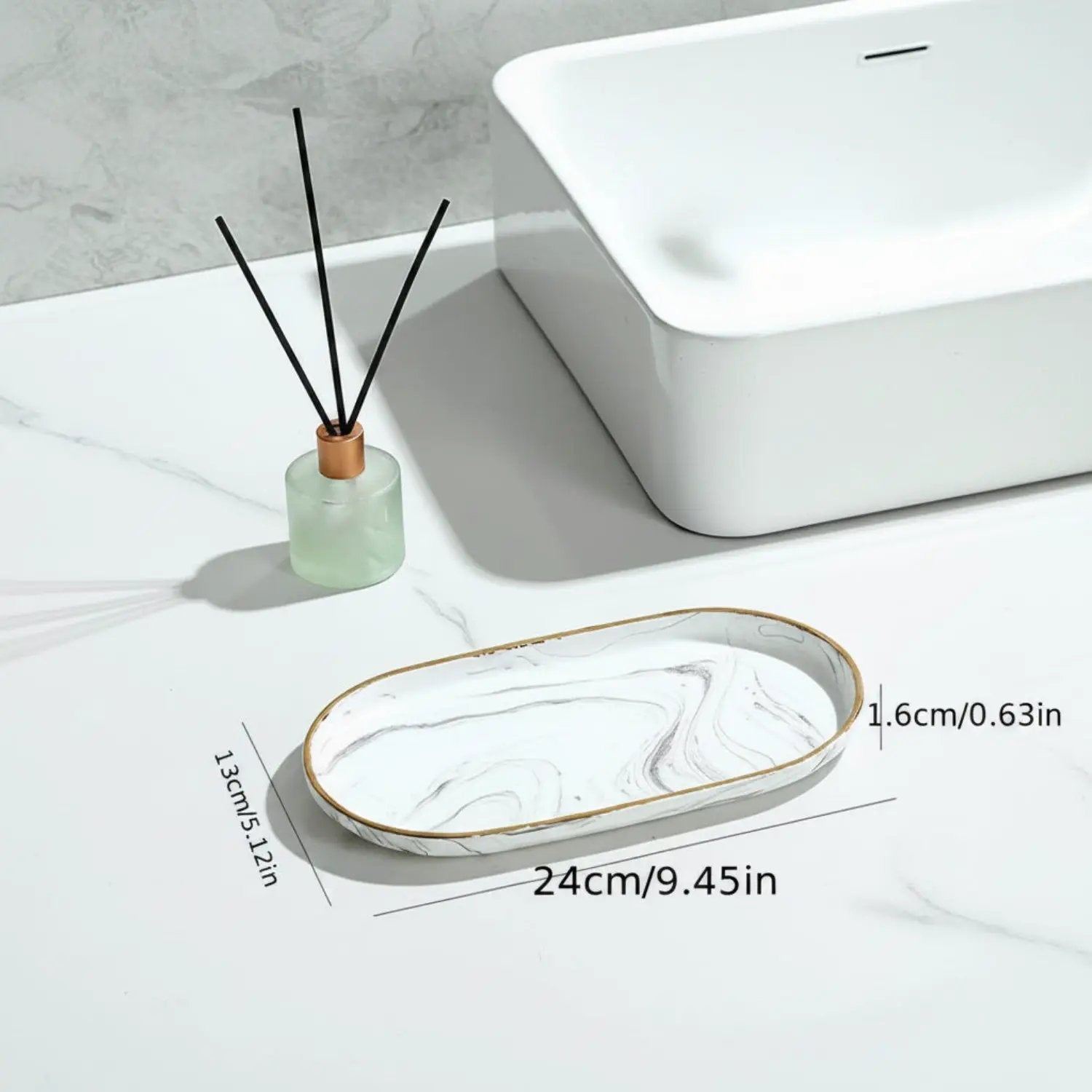 Vanity Tray - Non-Slip Marble Large by House Of Avana