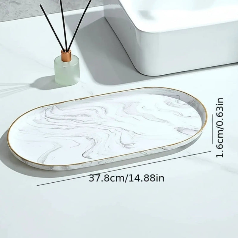 Vanity Tray - Non-Slip Marble Large by House Of Avana