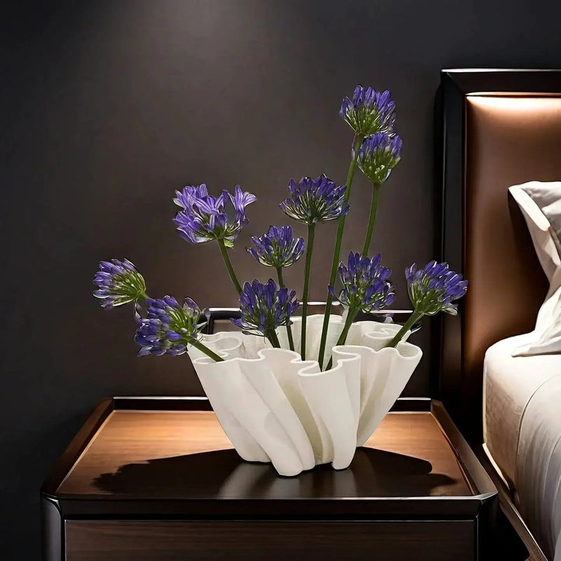 Vase - 3D Geometric Ceramic White by House Of Avana