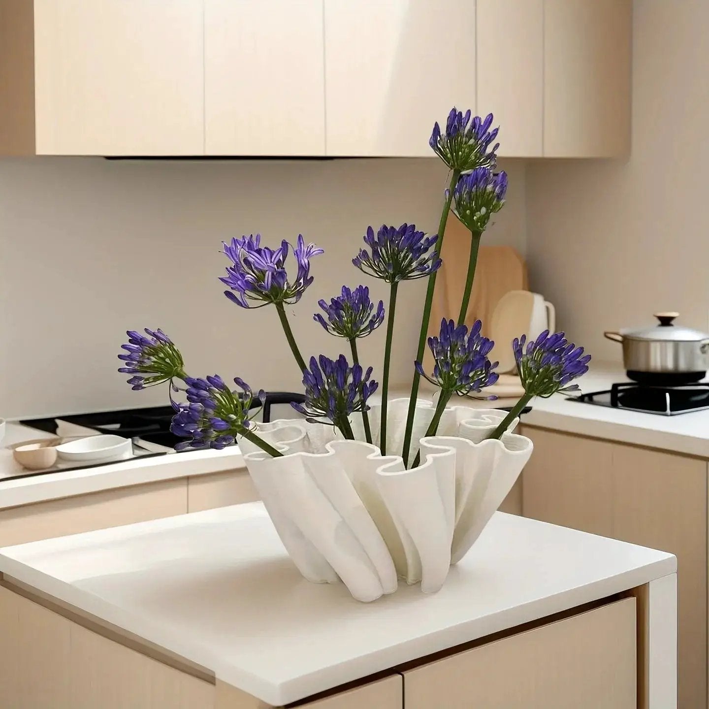 Vase - 3D Geometric Ceramic White by House Of Avana