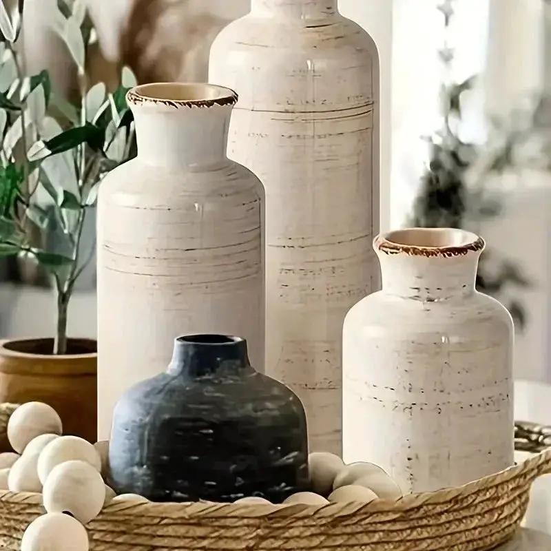 Vase - Decorative Ceramic Beige Brown Tabletop by House Of Avana