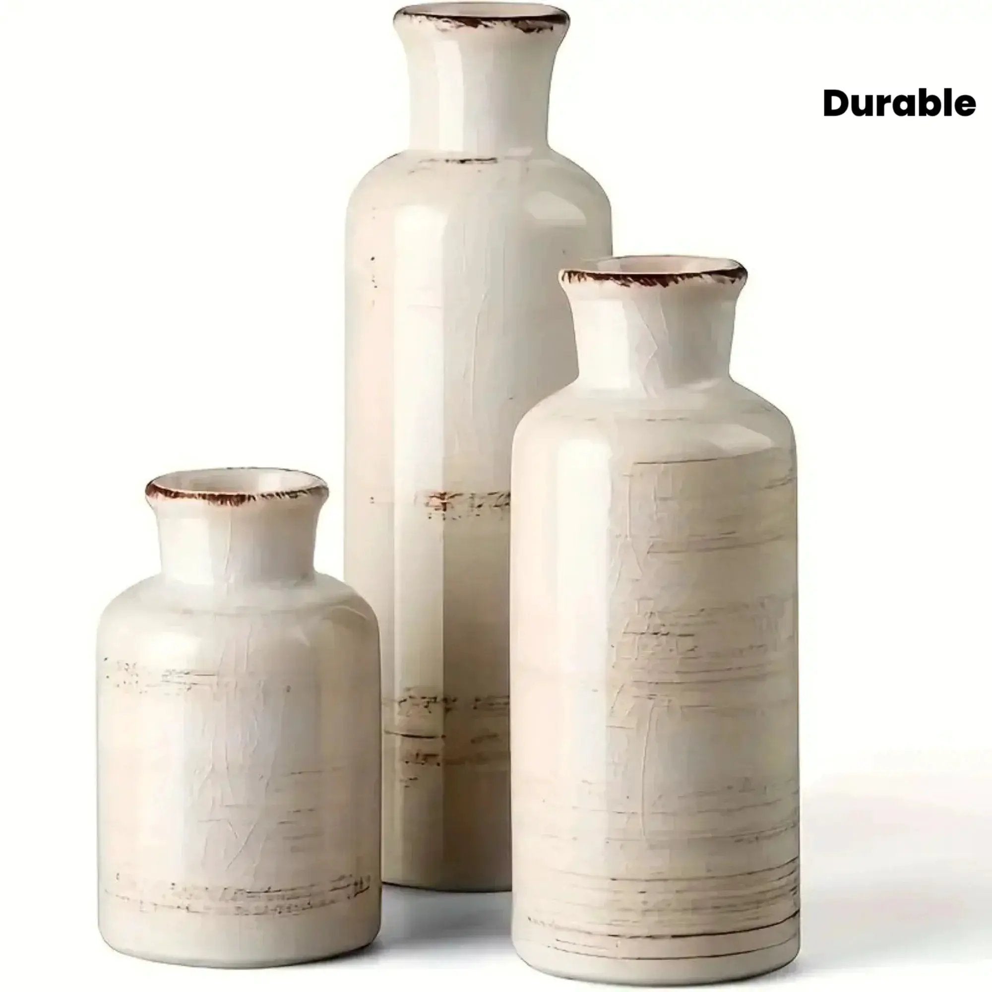 Vase - Decorative Ceramic Beige Brown Tabletop by House Of Avana