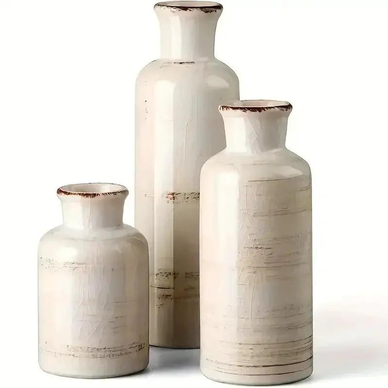 Vase - Decorative Ceramic Beige Brown Tabletop by House Of Avana