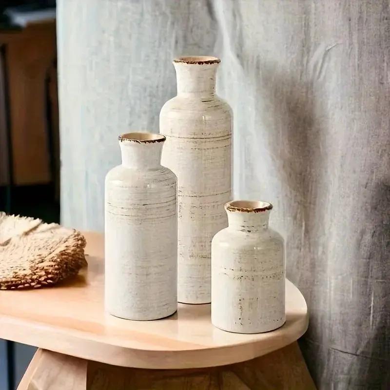 Vase - Decorative Ceramic Beige Brown Tabletop by House Of Avana