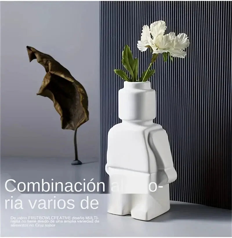 Modern Brick Figure Decorative Sculpture for Contemporary Home Decor by House Of Avana