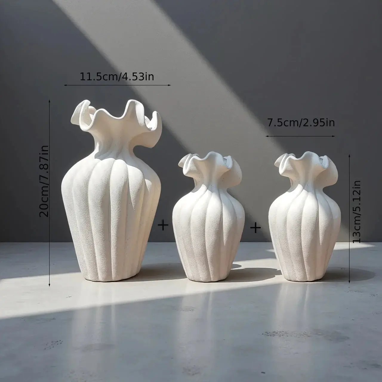 Vase - Decorative Ceramic White Set by House Of Avana