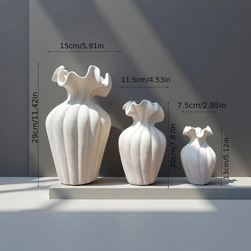 Vase - Decorative Ceramic White Set by House Of Avana