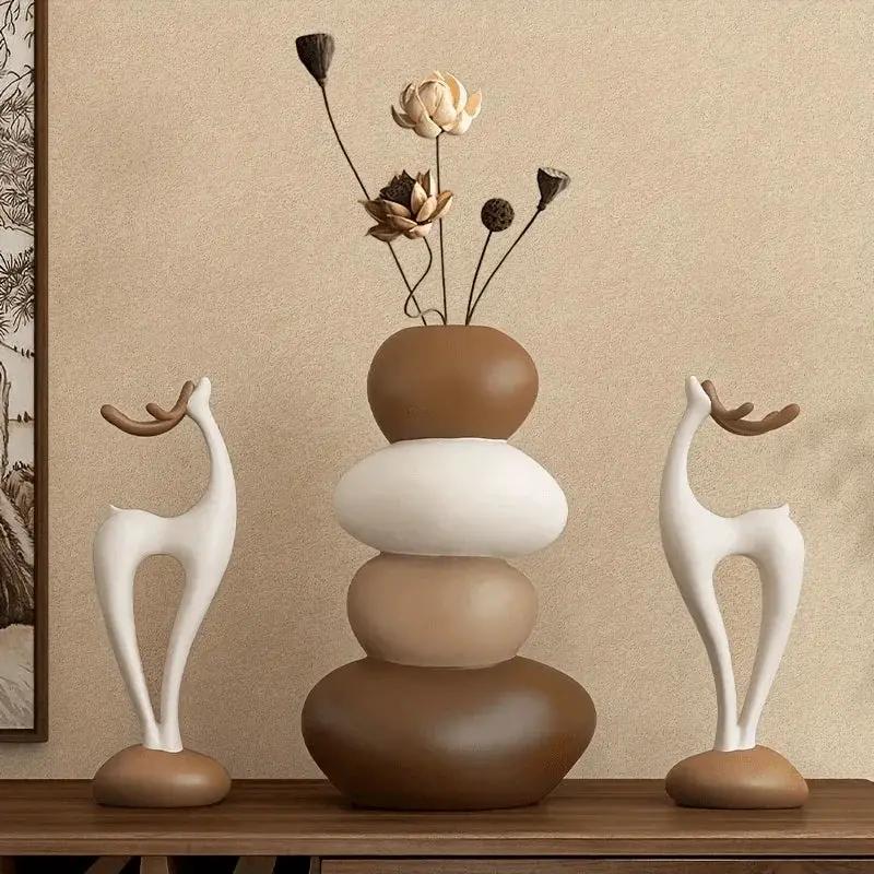 Vase - Decorative Stacked Stone 3 Layered by House Of Avana