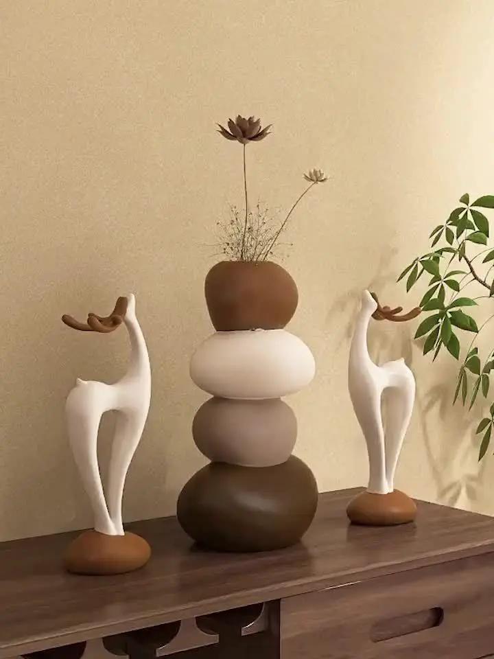 Vase - Decorative Stacked Stone 3 Layered by House Of Avana