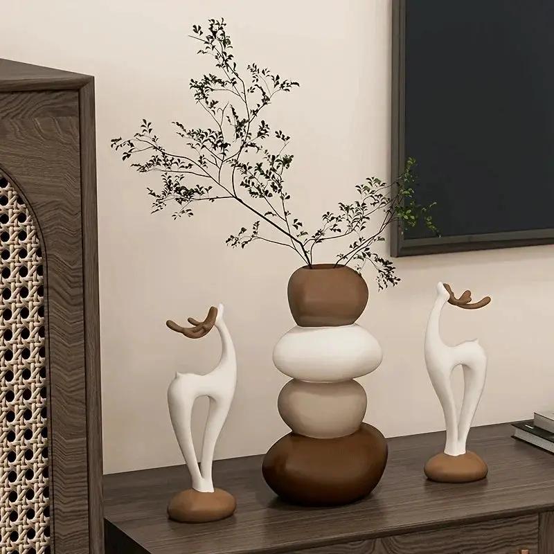 Vase - Decorative Stacked Stone 3 Layered by House Of Avana