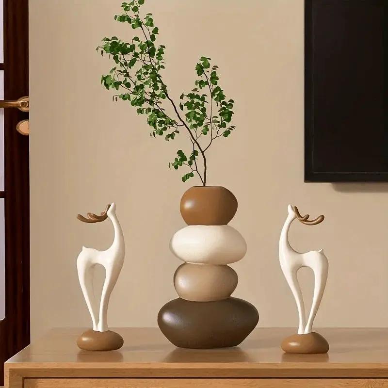Vase - Decorative Stacked Stone 3 Layered by House Of Avana