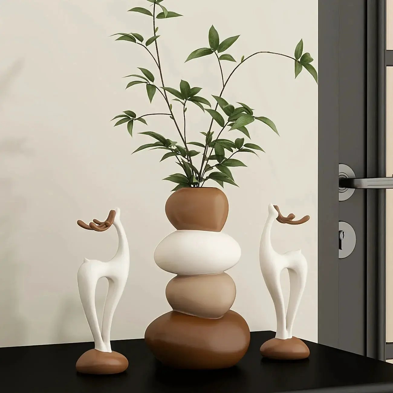 Vase - Decorative Stacked Stone 3 Layered by House Of Avana