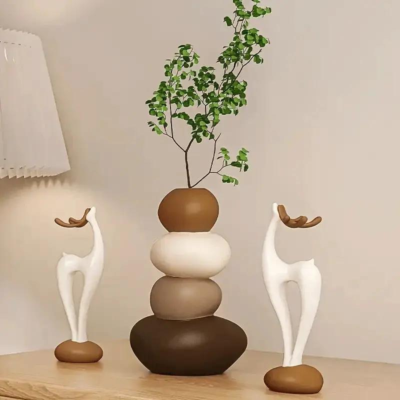 Vase - Decorative Stacked Stone 3 Layered by House Of Avana