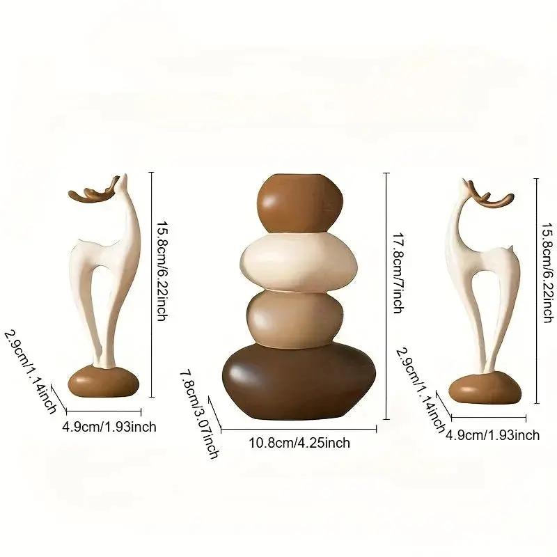 Vase - Decorative Stacked Stone 3 Layered by House Of Avana