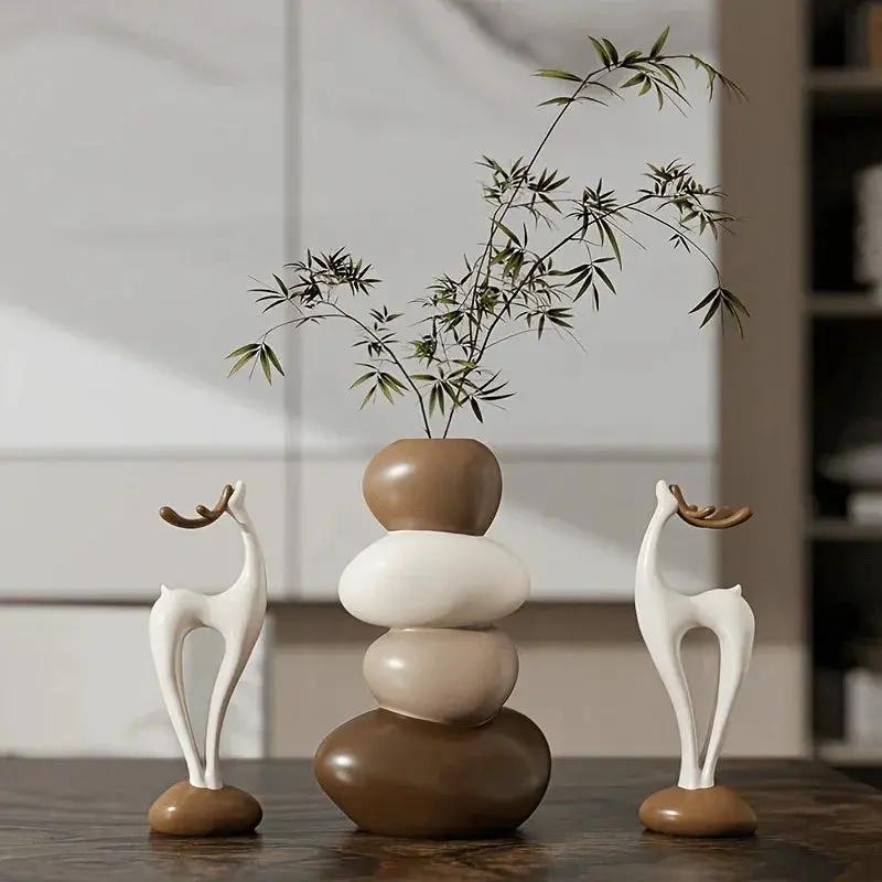 Vase - Decorative Stacked Stone 3 Layered by House Of Avana