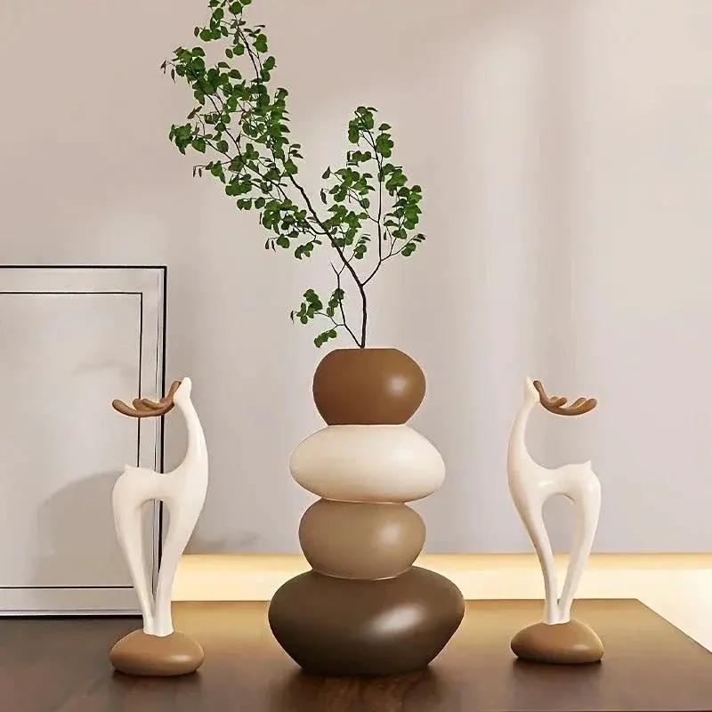 Vase - Decorative Stacked Stone 3 Layered by House Of Avana