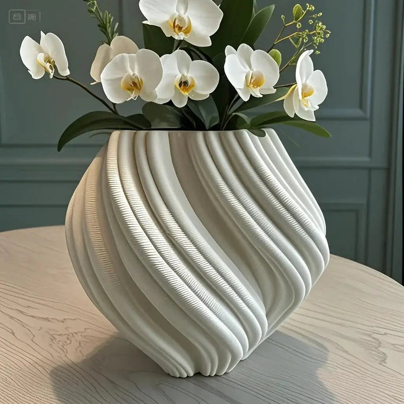 Vase - Geometric Ceramic White by House Of Avana