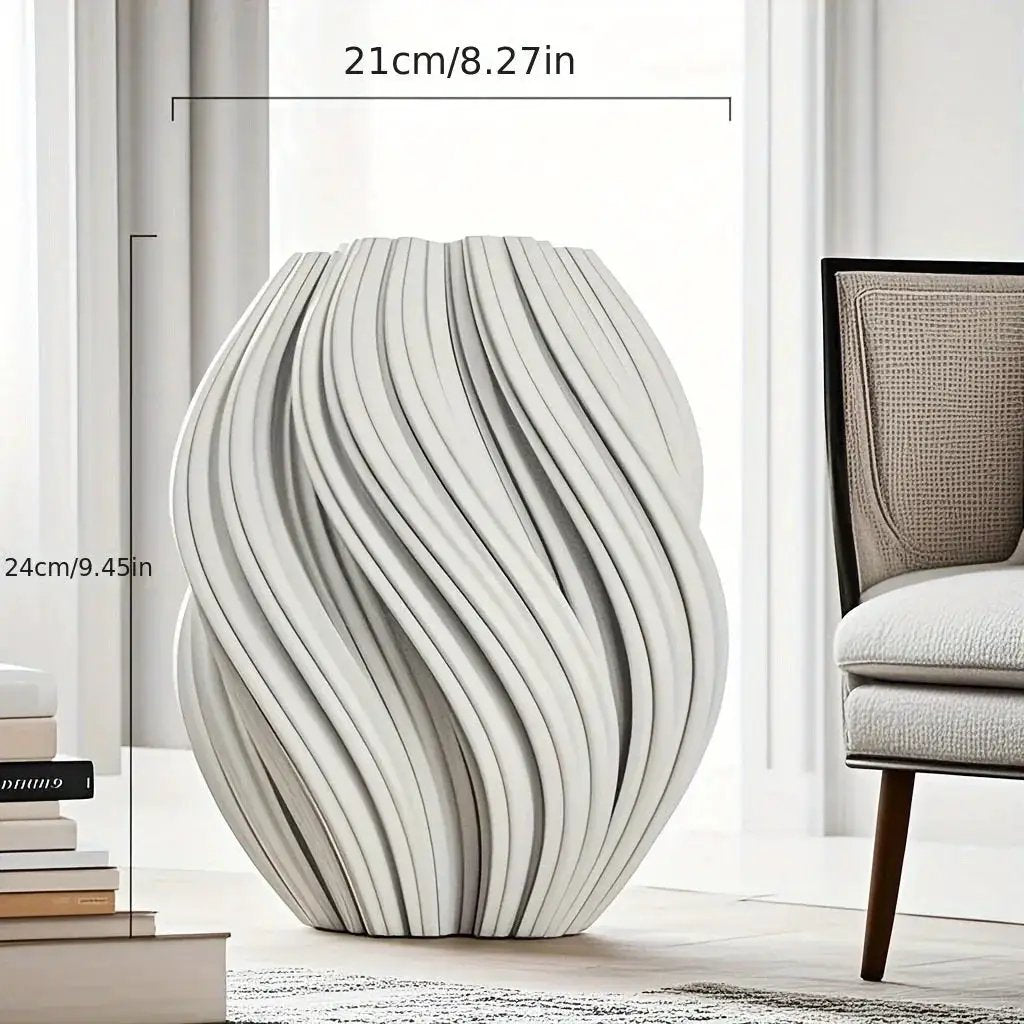Vase - Geometric Ceramic White by House Of Avana