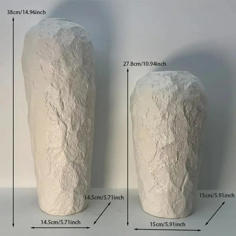Vase - Stone Ceramic White by House Of Avana