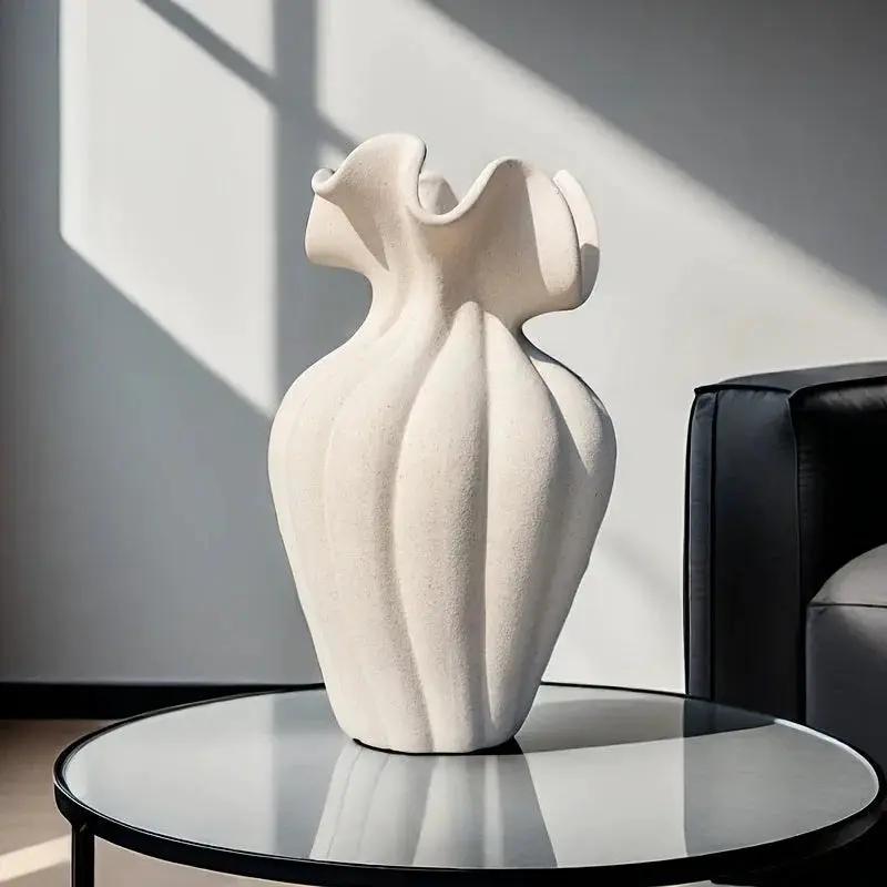 Vase - Striped Ceramic 20cm by House Of Avana