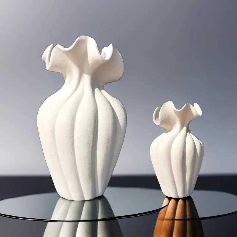 Vase - Striped Ceramic 20cm by House Of Avana