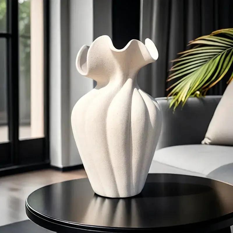 Vase - Striped Ceramic 20cm by House Of Avana