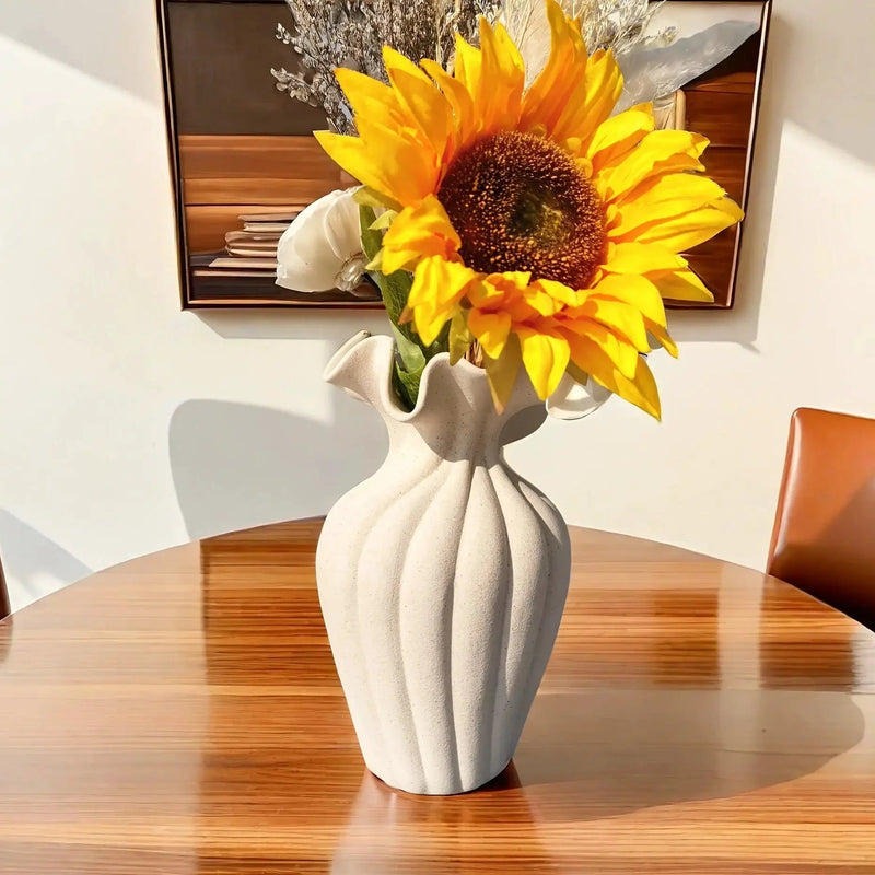 Vase - Striped Ceramic 20cm by House Of Avana