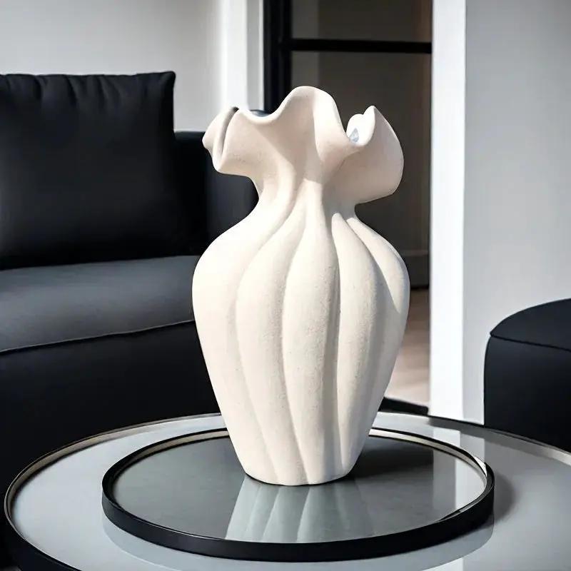 Vase - Striped Ceramic 20cm by House Of Avana