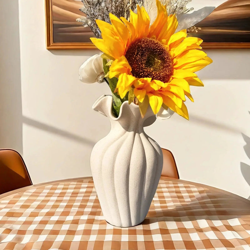 Vase - Striped Ceramic 20cm by House Of Avana