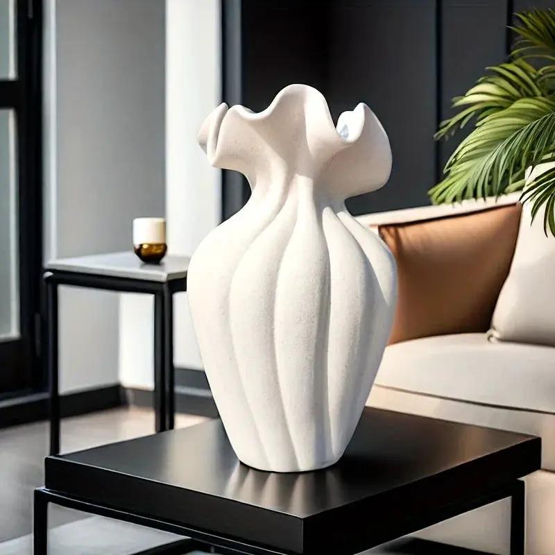 Vase - Striped Ceramic 20cm by House Of Avana