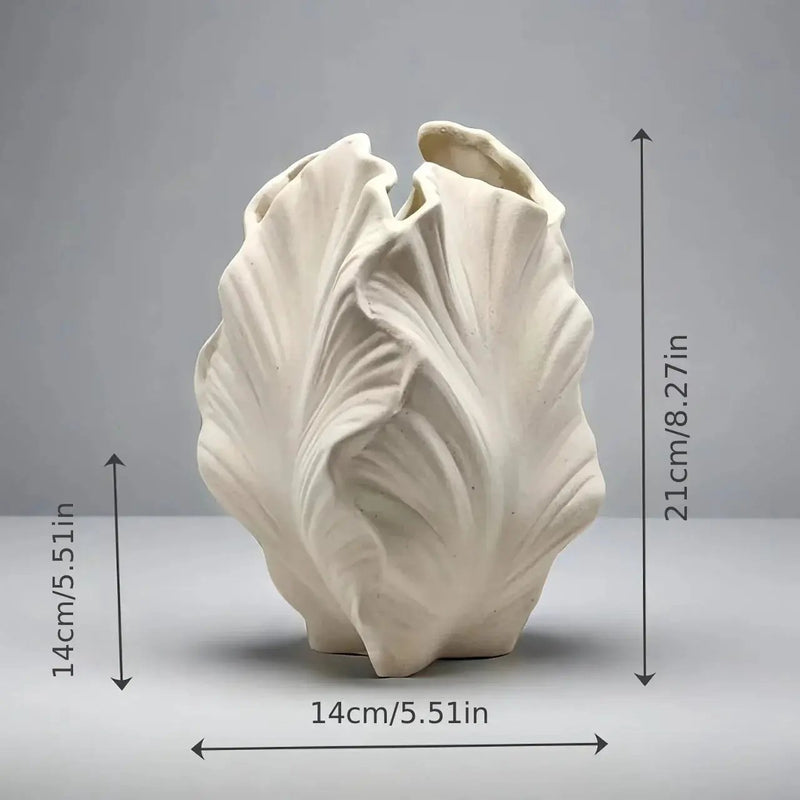 Vase - Textured Ceramic White Oval by House Of Avana