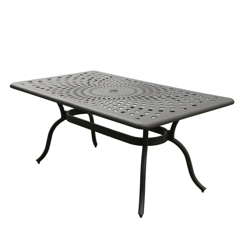 Outdoor Aluminum 7pc Black Rectangular Patio Dining Set and Six Chairs by Sharicks