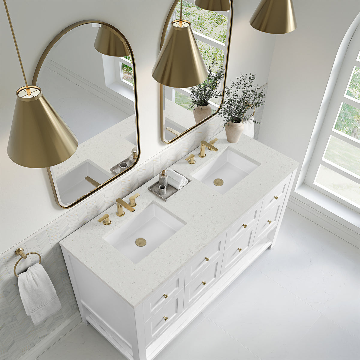 James Martin Breckenridge 60" Double Bathroom Vanity, Bright White, view 32