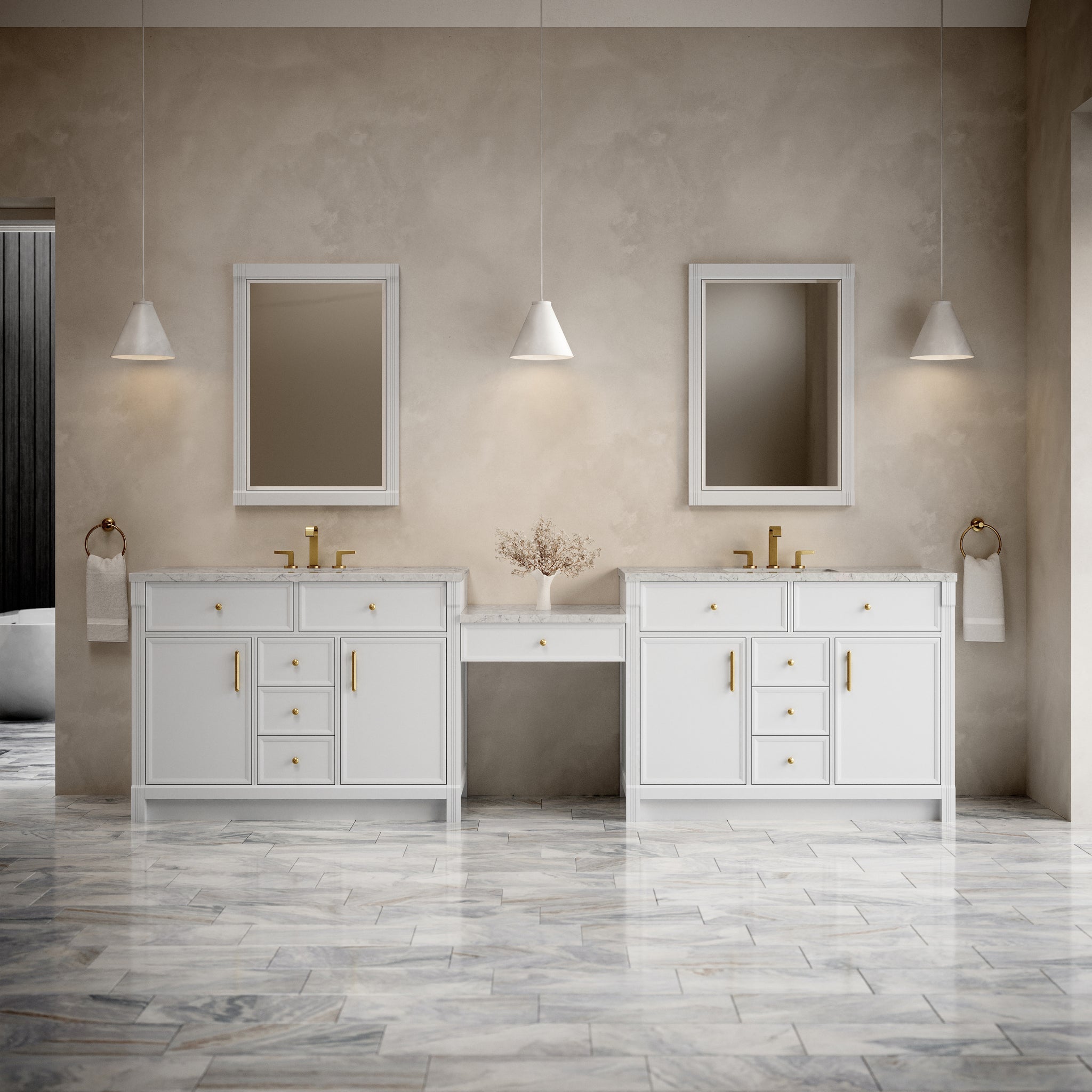 James Martin Bellshire 120" Double Bathroom Vanity, Bright White, view 40