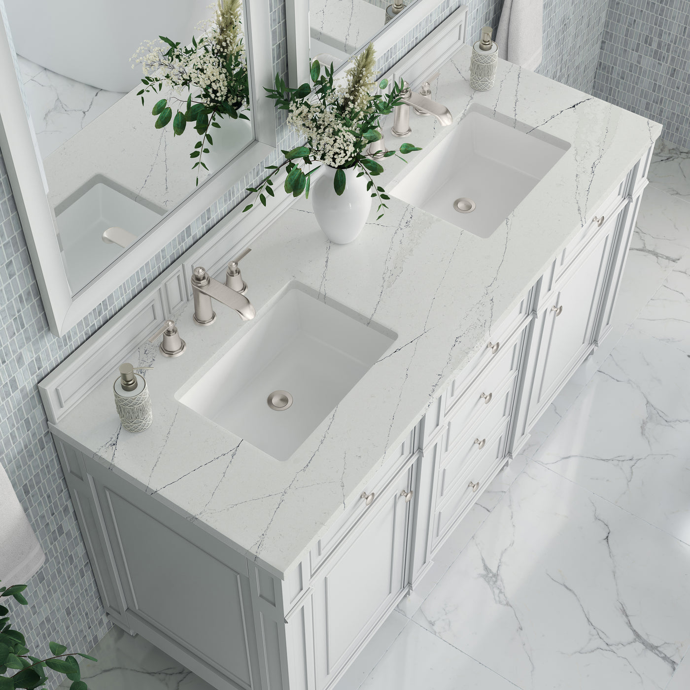James Martin Bristol 60" Double Bathroom Vanity, Bright White by James Martin
