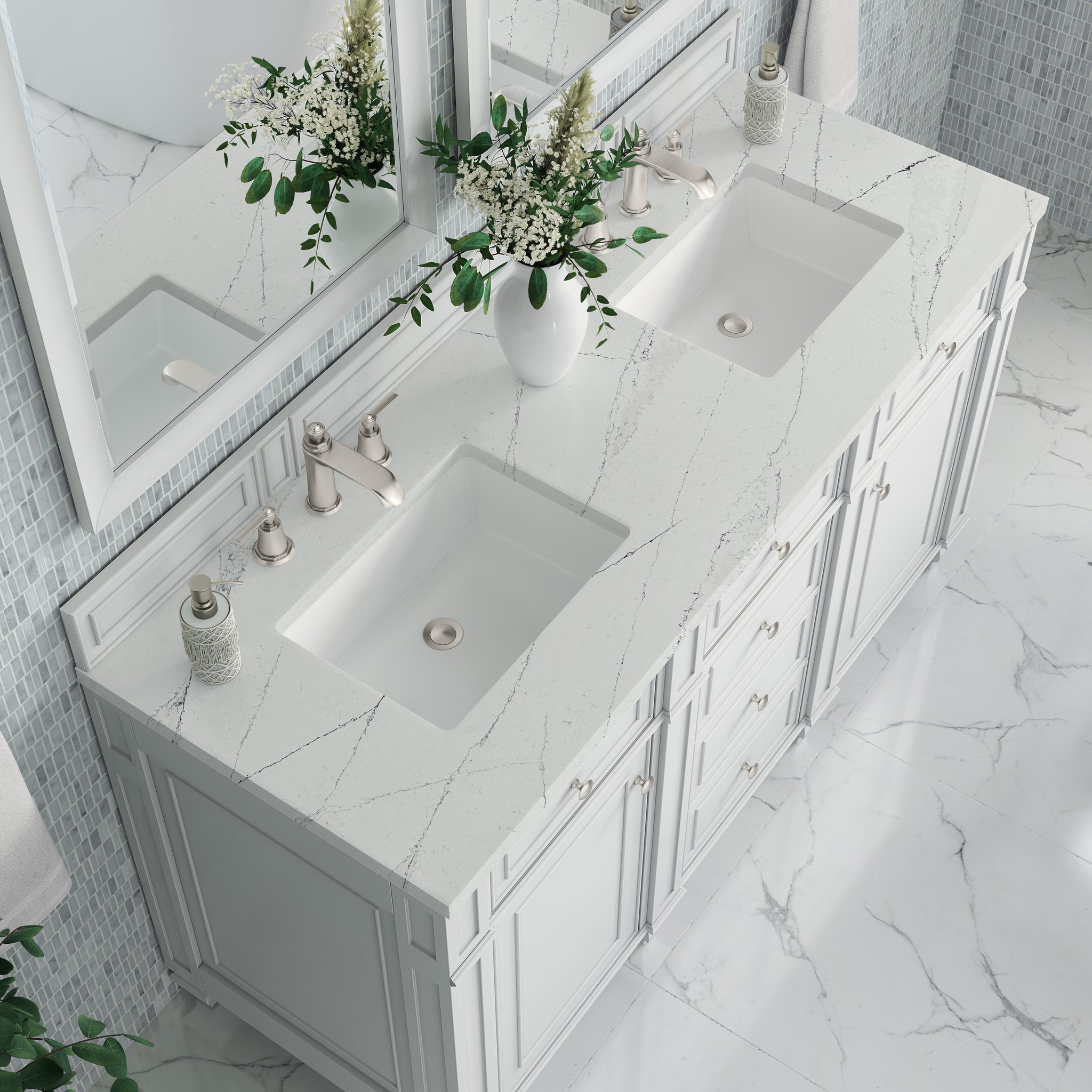 James Martin Bristol 60" Double Bathroom Vanity, Bright White by James Martin