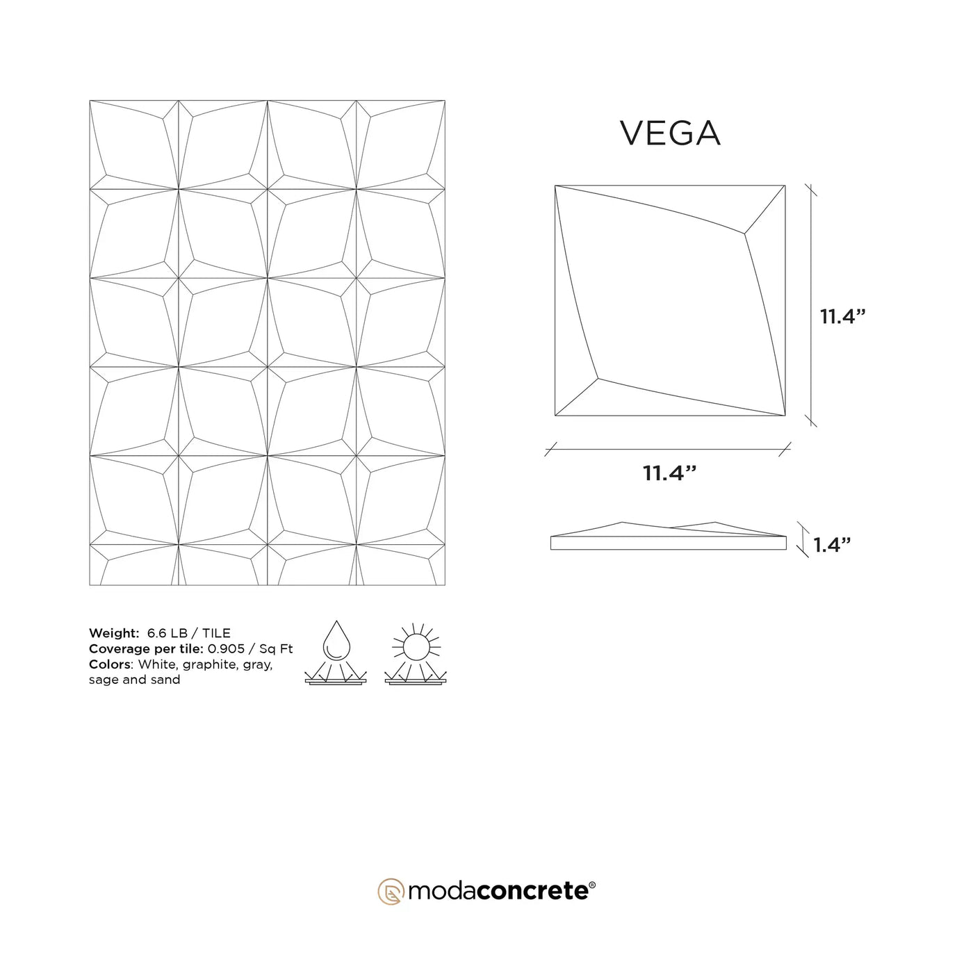VEGA Concrete Wall Tile by ModaConcrete - Direct source for architectural and precast concrete