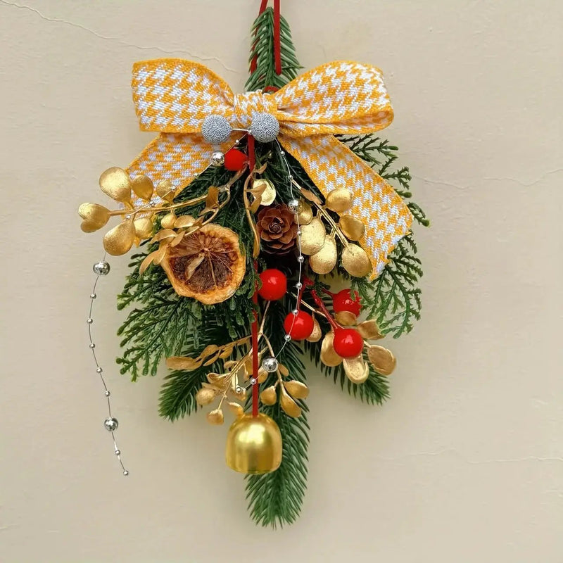 Velvet Christmas Bell Ornament with Pinecone Accent and Red Velvet Finish by House Of Avana