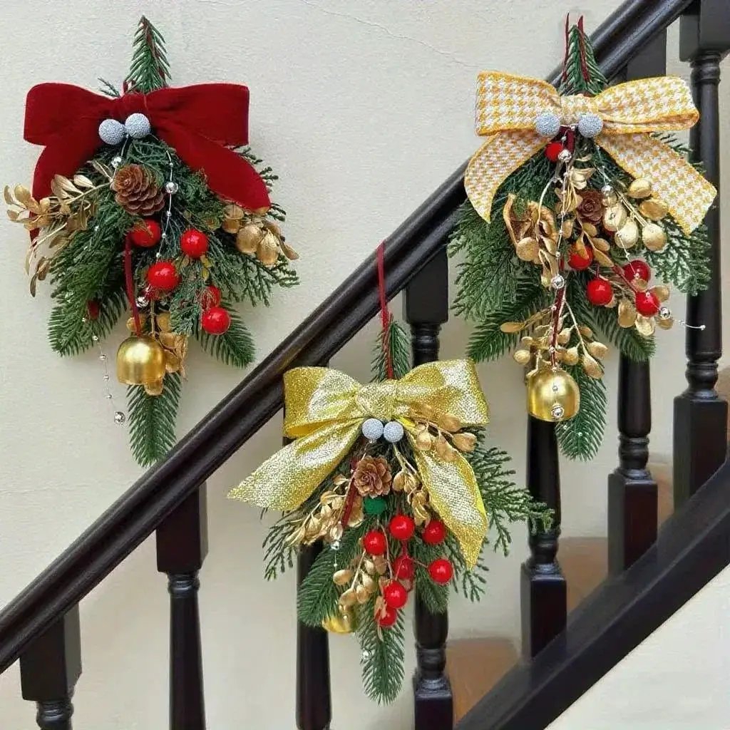 Velvet Christmas Bell Ornament with Pinecone Accent and Red Velvet Finish by House Of Avana