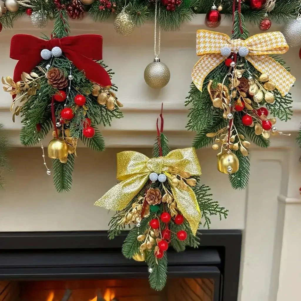 Velvet Christmas Bell Ornament with Pinecone Accent and Red Velvet Finish by House Of Avana