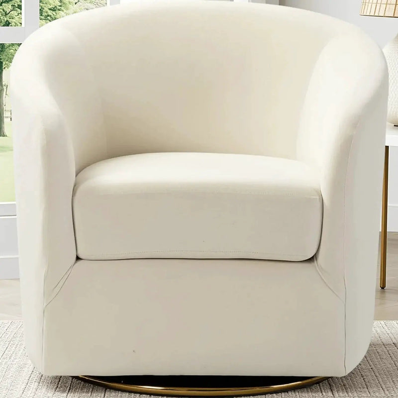 Velvet Swivel Accent Chair with Golden Metal Base by House Of Avana