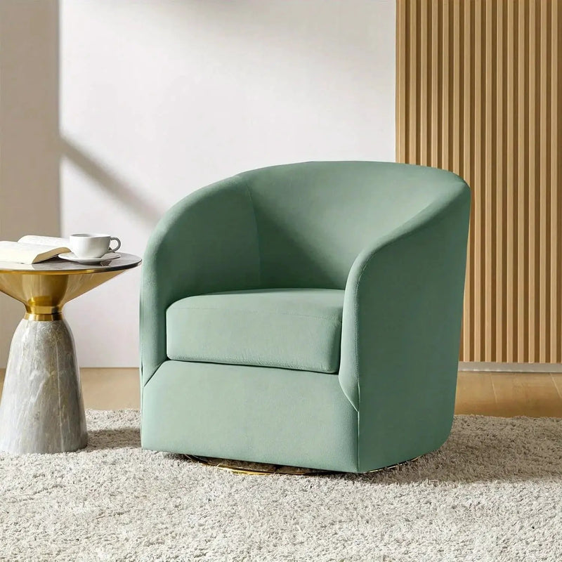 Velvet Swivel Accent Chair with Golden Metal Base by House Of Avana