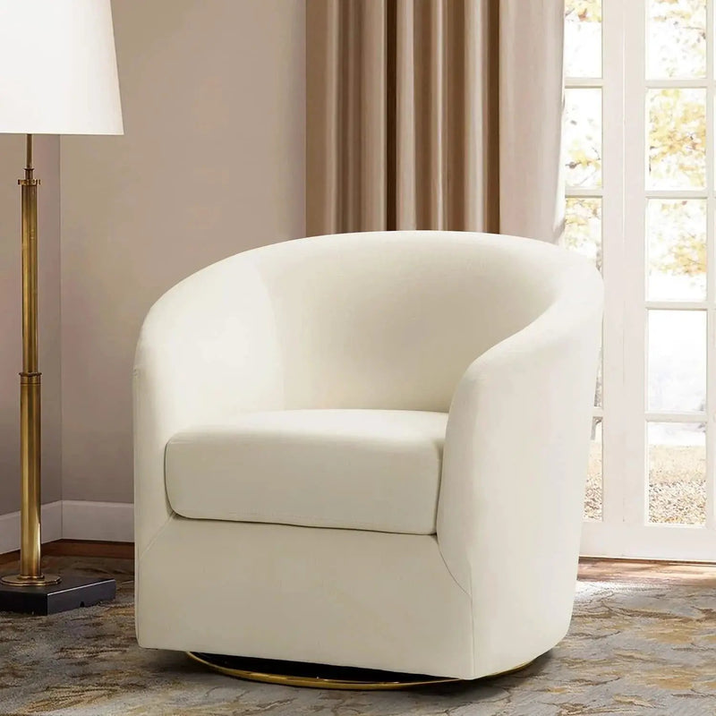 Velvet Swivel Accent Chair with Golden Metal Base by House Of Avana