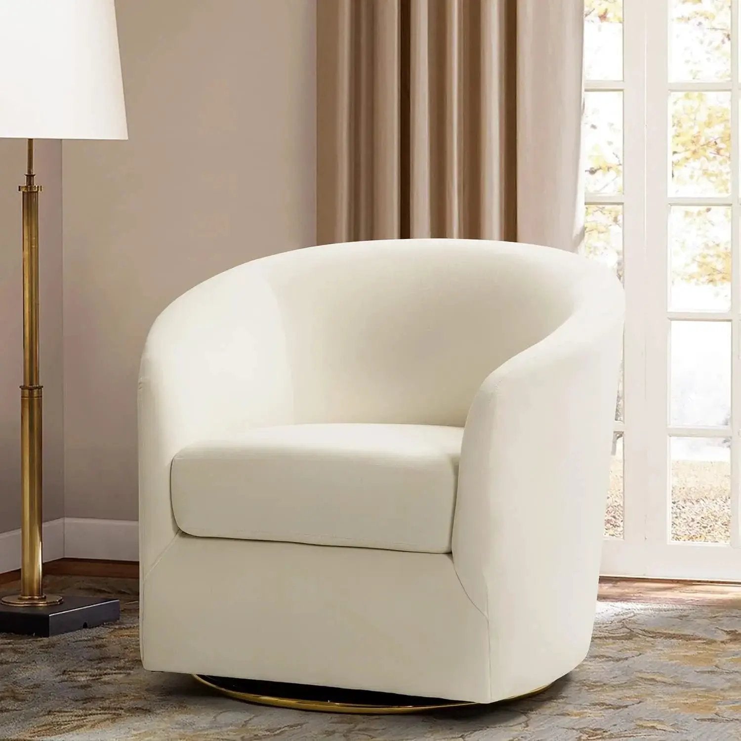 Velvet Swivel Accent Chair with Golden Metal Base by House Of Avana